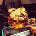 Chocolate Chip Cookie Bars with Salted Caramel Layer