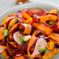 Rainbow Of Carrots Salad with Roasted Red Pepper Vinaigrette