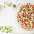 Brussels Sprouts, Bacon, and Italian Cheese Pizza