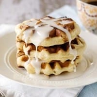 Cinnamon Roll Waffles with Cream Cheese Glaze
