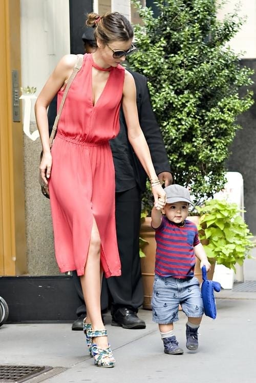 Miranda Kerr and son Flynn seen leaving for a photo-shoot in NYC