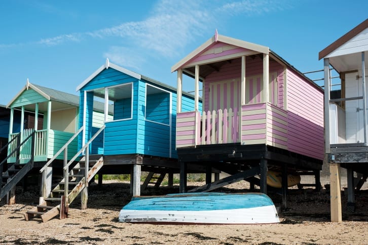 Colorful Beach Huts at Southend, Essex, UK