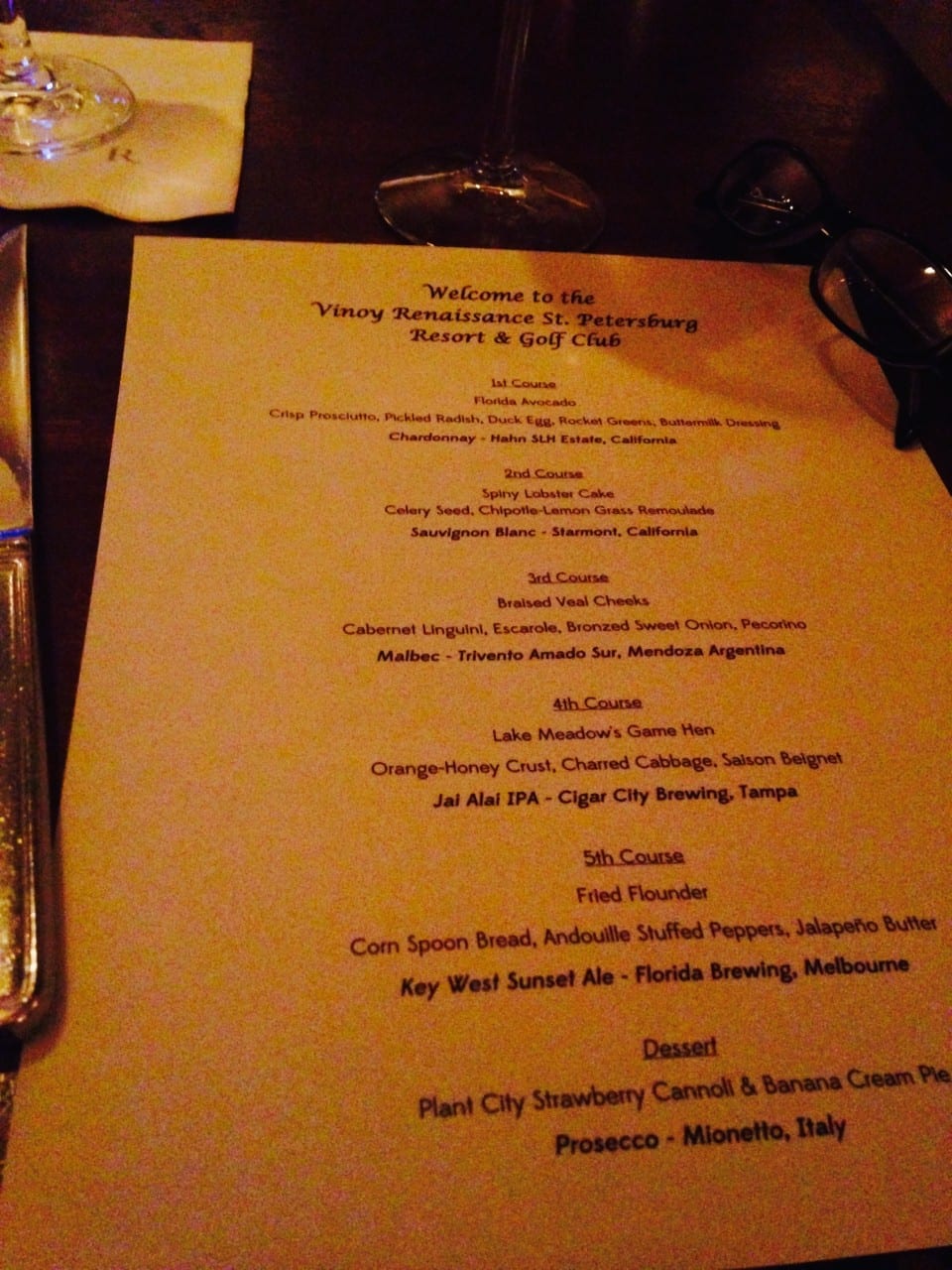 Vinoy Renaissance Resort & Golf Club Marchand's FarmtoFork Dinner