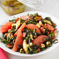 Kale and Grapefruit Salad with Warm Bacon Wild Mushroom Dressing