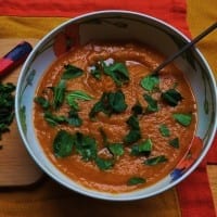 Sweet Potato with Greens and Bourbon Soup