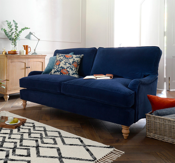 A royal blue sofa